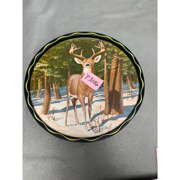 Vintage James  L. Artig Metal Tray Deer-Themed Decorative Metal Tin with Buck 19 - Picture 11 of 11